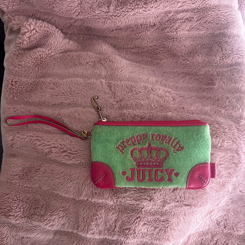 Vintage Juicy Couture Pink and Green Wristlet